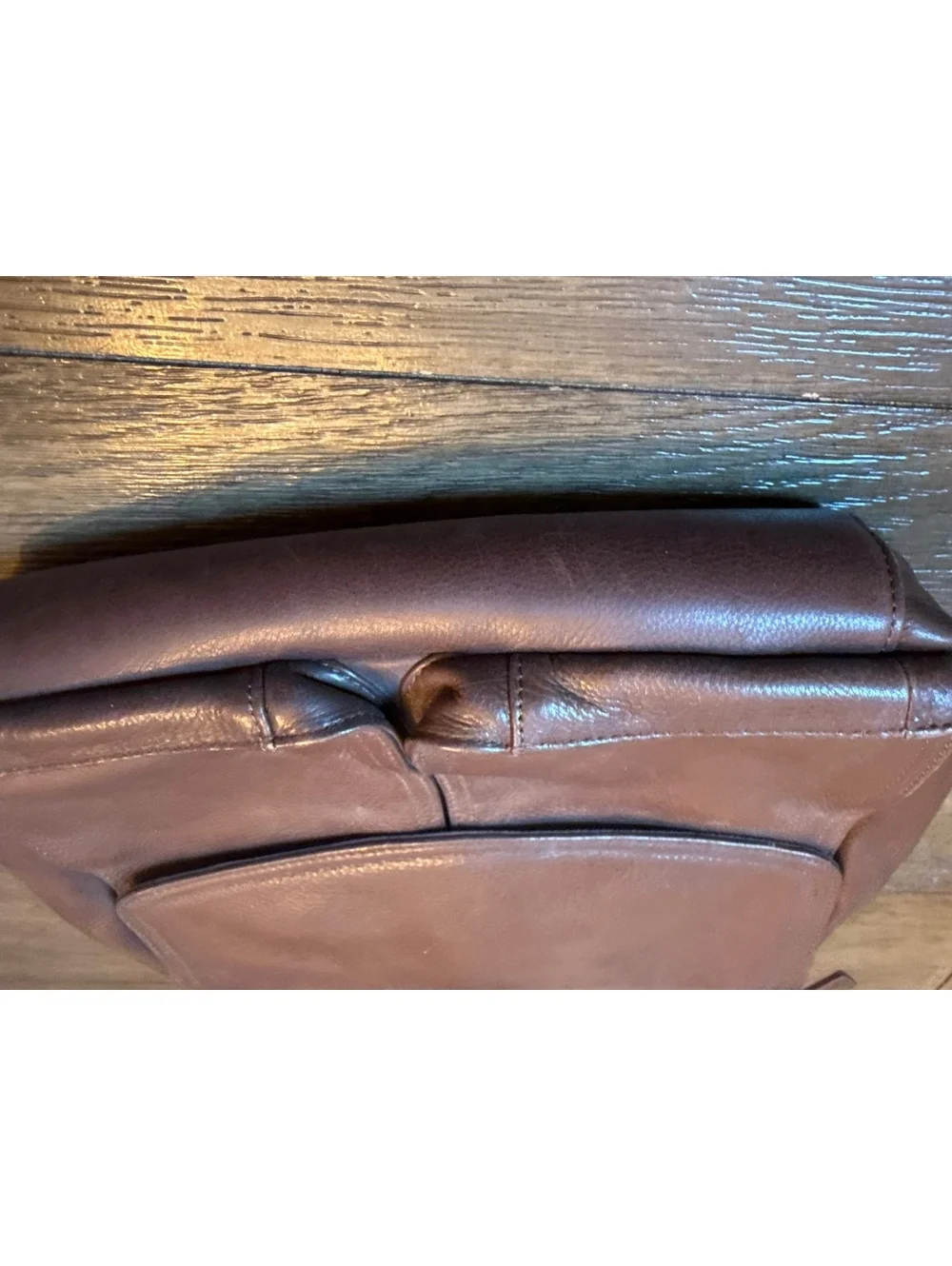 Fossil Brown Leather Shoulder Bag with Front Pockets